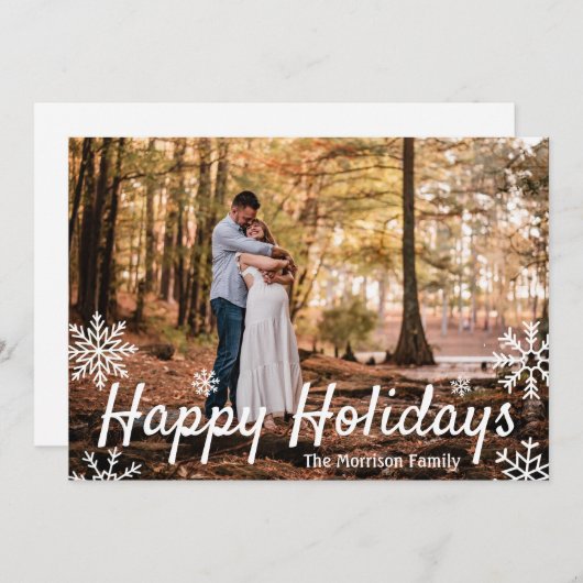 Simple Snowflake Happy Feestdagenkaart (Voorkant / Achterkant)