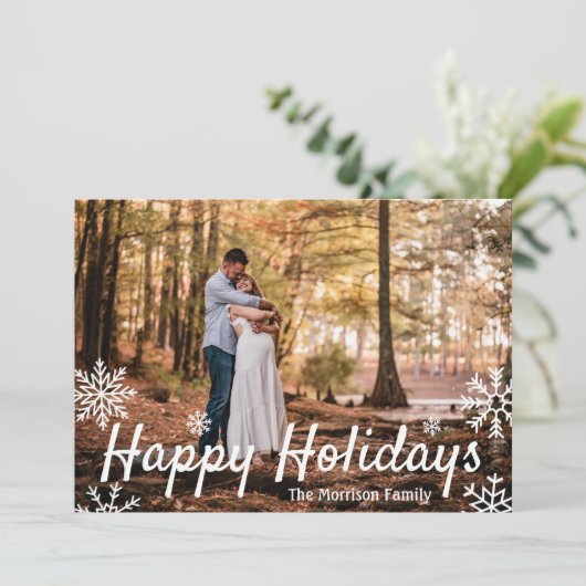 Simple Snowflake Happy Feestdagenkaart (Staand voorkant)