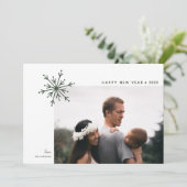Simple Snowflake Japandi nieuwjaarsfoto Feestdagenkaart (Staand voorkant)