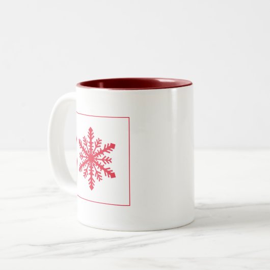 Simple Snowflake Tweekleurige Koffiemok (Voorkant links)