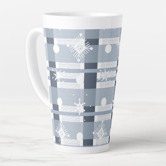 Simple Snowflakes Blue Play Giant Latte Mok (Linkerhoek)