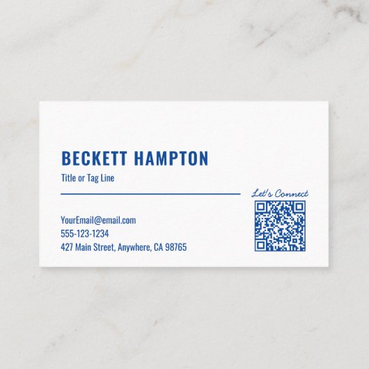 Simple Social Media QR Code Blauw Visitekaartje (Achterkant)