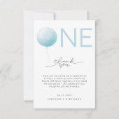Simple Soft Blue Balloon Boys First Birthday Bedankkaart (Voorkant)