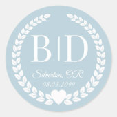 Simple Soft Icy Blue Monogram Wedding Ronde Sticker (Voorkant)