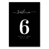 Simple Solid Color Black Wedding Table Number Kaart (Achterkant)