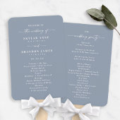Simple Solid Dusty Blue Wedding Ceremony Program Handwaaier
