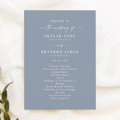 Simple Solid Dusty Blue Wedding Ceremony Program Programmakaart