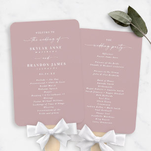Simple Solid Dusty Mauve Wedding Ceremony Program Handwaaier