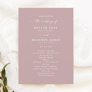 Simple Solid Dusty Mauve Wedding Ceremony Program Programmakaart