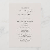 Simple Solid Ecru Ivory Wedding Ceremony Program Programmakaart (Voorkant)