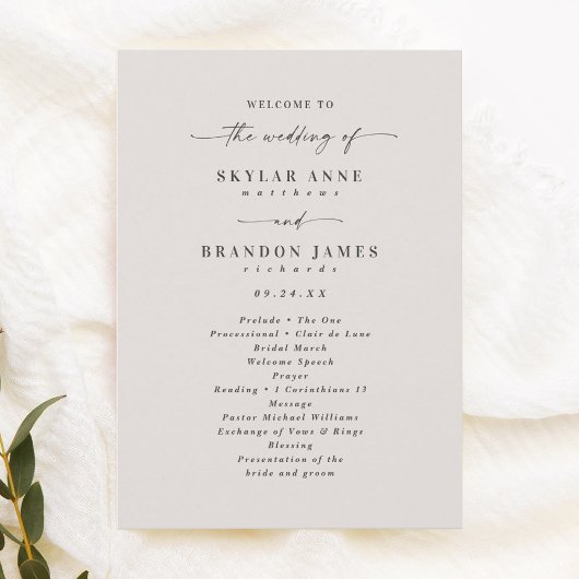 Simple Solid Ecru Ivory Wedding Ceremony Program Programmakaart