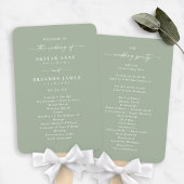 Simple Solid Leaf Green Wedding Ceremony Program Handwaaier