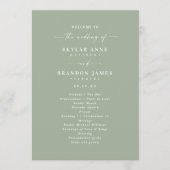Simple Solid Leaf Green Wedding Ceremony Program Programmakaart (Voorkant)