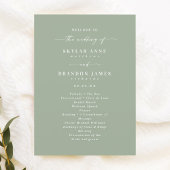 Simple Solid Leaf Green Wedding Ceremony Program Programmakaart