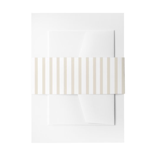Simple Sophisticated Modern Tan and White Stripe  Uitnodigingen Wikkel (Voorkant Voorbeeld)