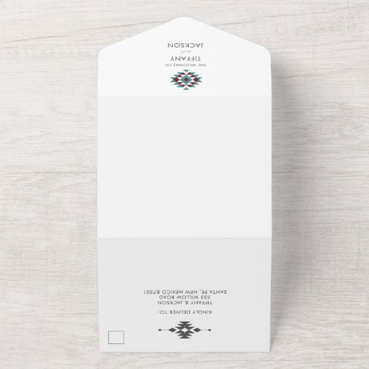 Simple Southwestern Desert Photo Wedding All In One Uitnodiging (Buitenkant)