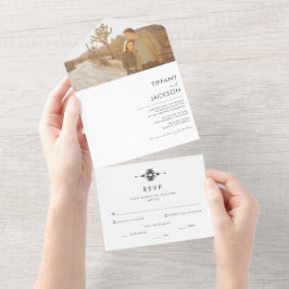 Simple Southwestern Desert Photo Wedding All In One Uitnodiging