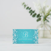 Simple Sparkle Monogram Turquoise Visitekaartje (Staand voorkant)