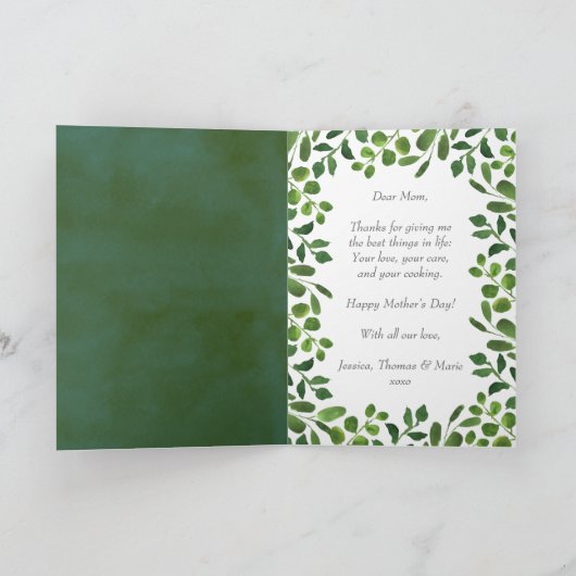 Simple Spring Foliage Photo Moederdag Kaart (Binnen)