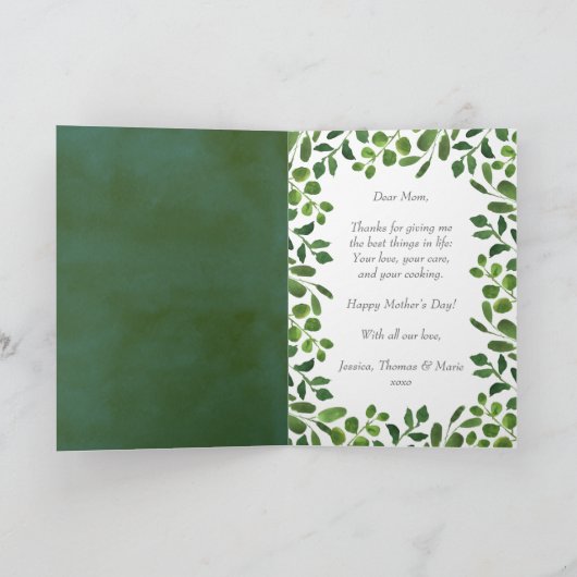 Simple Spring Foliage Photo Moederdag Kaart (Binnen)