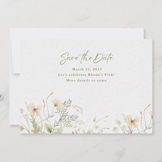Simple Spring Wildflower Save The Date (Voorkant)
