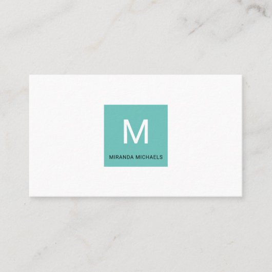 Simple Square Monongram QR en Name Contact Kaart Visitekaartje (Voorkant)