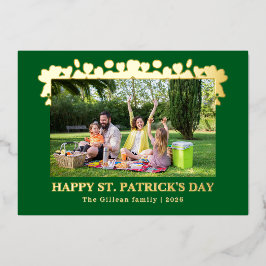 Simple St patricks day Shamrocks family photo Folie Feestdagenkaart