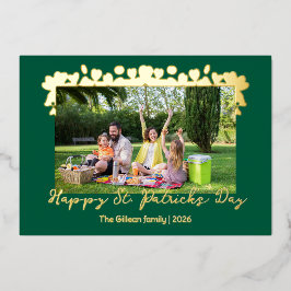 Simple St patricks day Shamrocks family photo Folie Feestdagenkaart