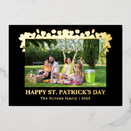 Simple St patricks day Shamrocks family photo Folie Feestdagenkaart