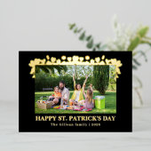 Simple St patricks day Shamrocks family photo Folie Feestdagenkaart (Staand Voorkant)