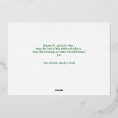 Simple St patricks day Shamrocks family photo Folie Feestdagenkaart (Achterkant)