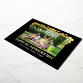 Simple St patricks day Shamrocks family photo Folie Feestdagenkaart (Gedraaid)