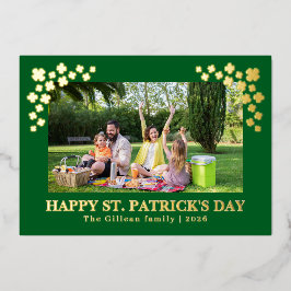 Simple St patricks day Shamrocks family photo Folie Feestdagenkaart