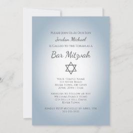 Simple Star of David Modern Bar Mitzvah Blue Kaart