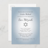 Simple Star of David Modern Bar Mitzvah Blue Uitnodiging Briefkaart (Voorkant / Achterkant)