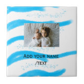 simple star sparkle glitter add photo custom text  tegeltje (Voorkant)