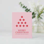 Simple star tree pink red Merry Christmas  Feestdagenkaart (Staand voorkant)