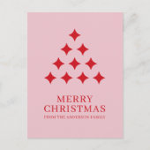 Simple star tree pink red Merry Christmas Feestdagenkaart (Voorkant)