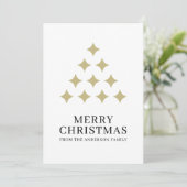 Simple star tree white Merry Christmas  Feestdagenkaart (Staand voorkant)