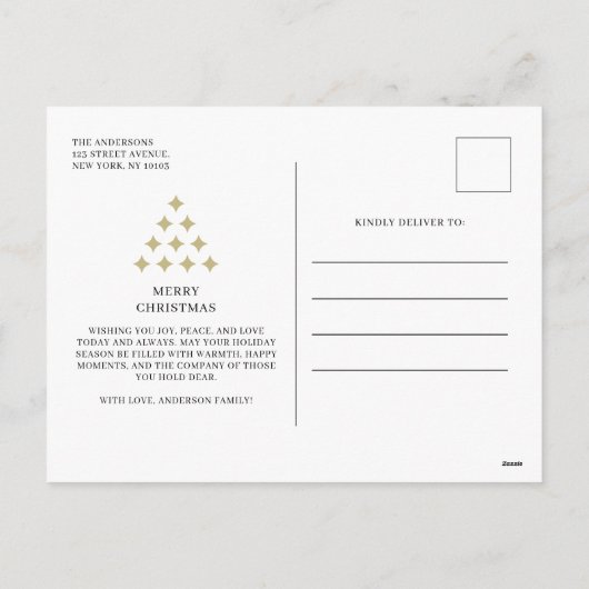 Simple star tree white Merry Christmas Feestdagenkaart (Achterkant)