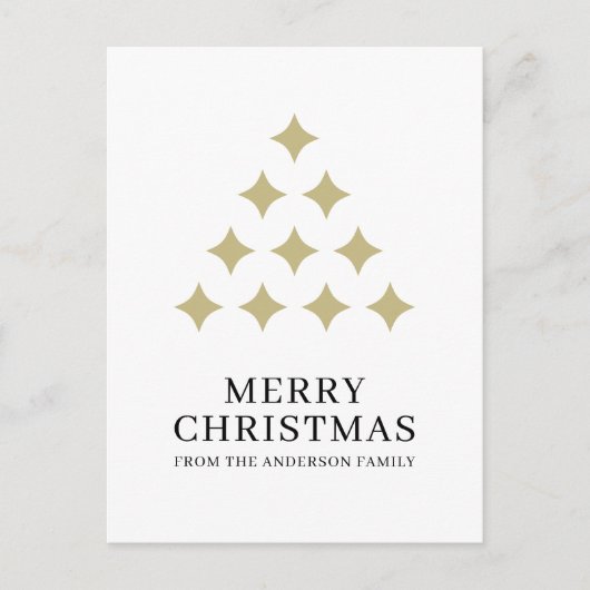 Simple star tree white Merry Christmas  Feestdagenkaart (Voorkant)
