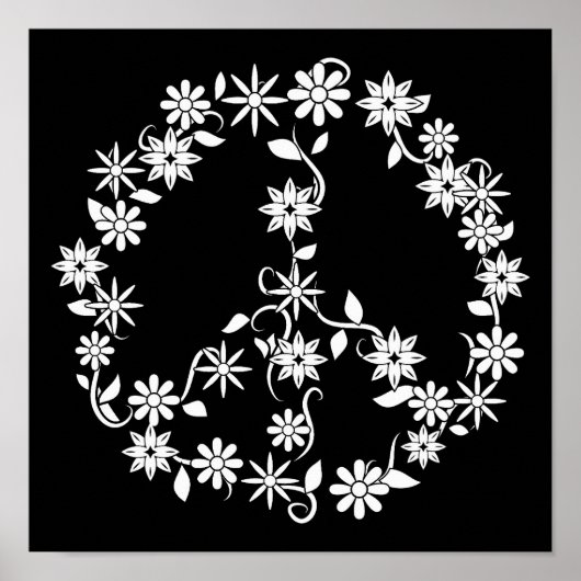 Simple Stars & Flowers Peace Graphic Poster (Voorkant)