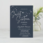 Simple Stars Navy Blue Sweet 16  Kaart (Staand voorkant)