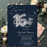 Simple Stars Navy Blue Sweet 16  Kaart<br><div class="desc">A modern,  chic and glamorous Sweet 16 with stars on a navy blue background.</div>