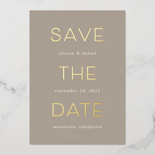 Simple Statement | Foil Save the Date Card Folie Uitnodiging (Voorkant)