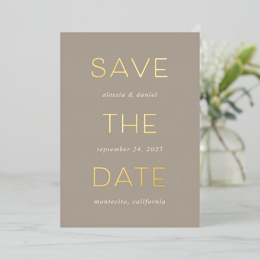 Simple Statement | Foil Save the Date Card Folie Uitnodiging (Staand Voorkant)