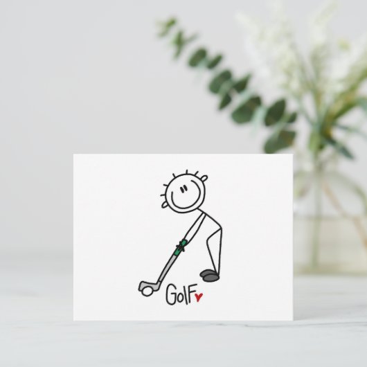 Simple Stick Figuur Golfer Briefkaart (Staand voorkant)