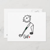 Simple Stick Figuur Golfer Briefkaart (Voorkant / Achterkant)