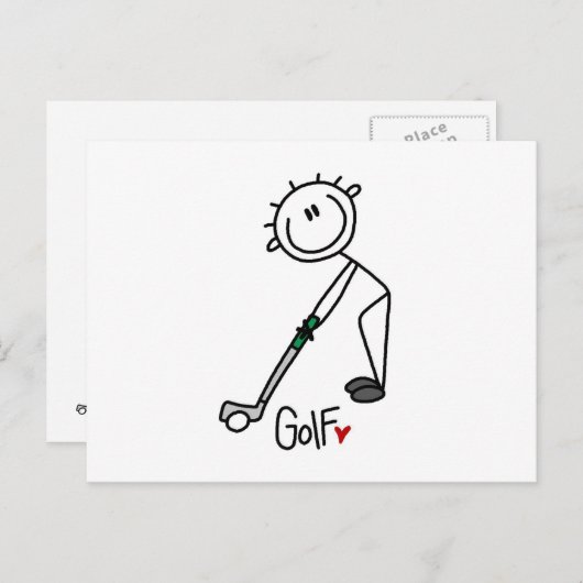 Simple Stick Figuur Golfer Briefkaart (Voorkant / Achterkant)