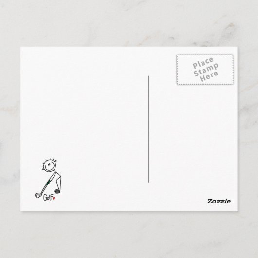 Simple Stick Figuur Golfer Briefkaart (Achterkant)